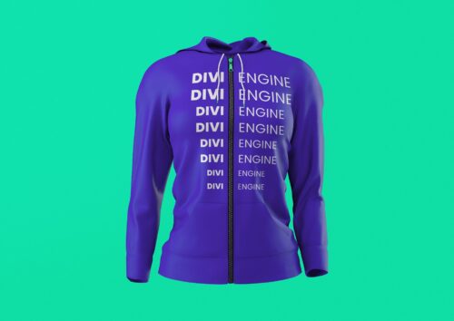 Purple Divi Engine Text Zipper Hoodie (Copy)